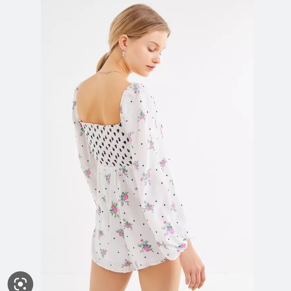 For Love and Lemons Dolly Romper Playsuit Floral Heart Print Size Medium - Picture 2 of 13
